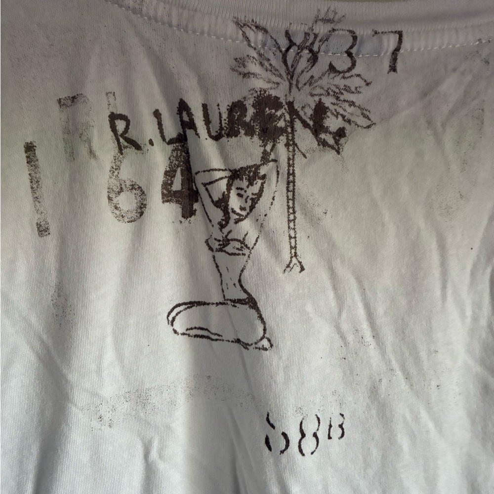 White Graphic Men’s T-Shirt with Palm Design Vintage Ralph Lauren - Picture 8 of 8